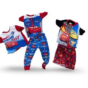 Cars Toddler Pajama Lot Size 3T | 3 Sets | Lightning McQueen Red Blue